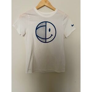 Nike T-Shirt Womens Small Dri-FIT Basketball Smiley Face White Excellent